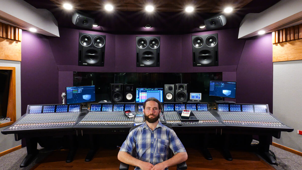 Josh at the console in Mansion Sound studio