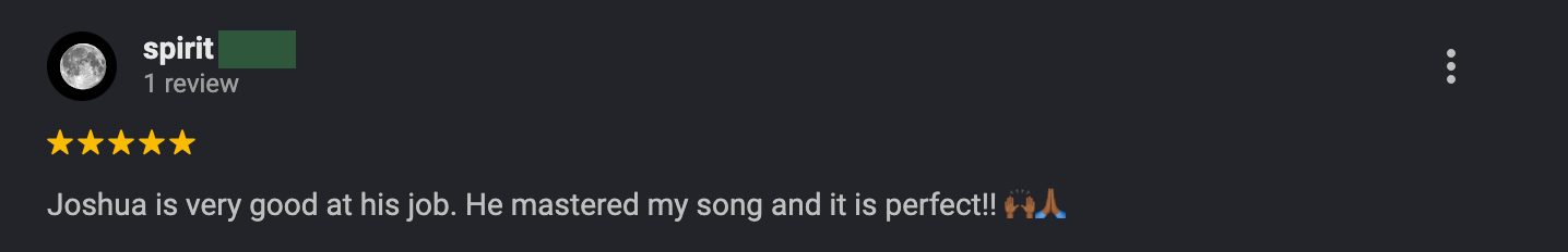 Five star review about a perfect master